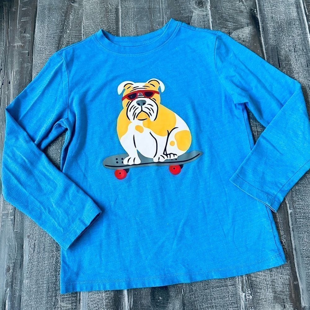 Cat & Jack Boys Kids English Bulldog Skateboard Dog Graphic Long Sleeve Shirt XS